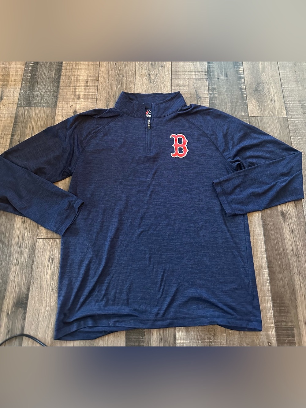 Majestic Boston Red Sox Baseball Navy Blue Quarter Zip Pullover Men's L/G